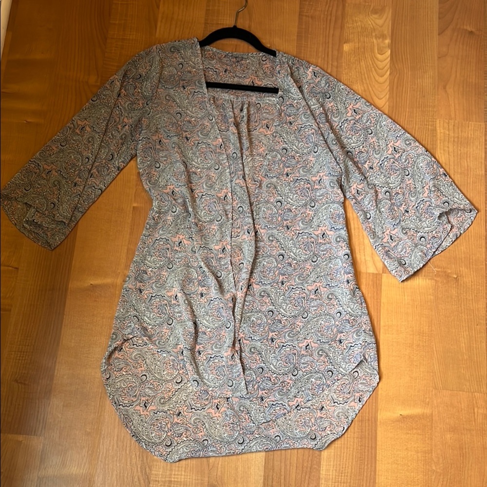 Charlotte Russe Paisley Cardigan in Blue and Pink